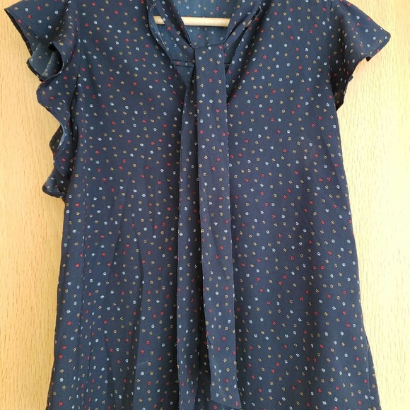 Abercrombie and Fitch Blue Floral Pattern Bow Tie Sz XS - Picture 3 of 6